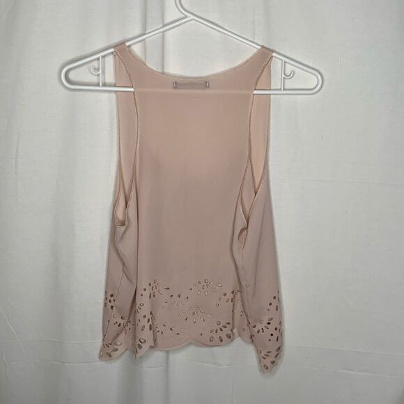 Brandy Melville Scallop Hem Laser Cutout Scoop Tank Top Blush Pink One Size - Picture 5 of 5